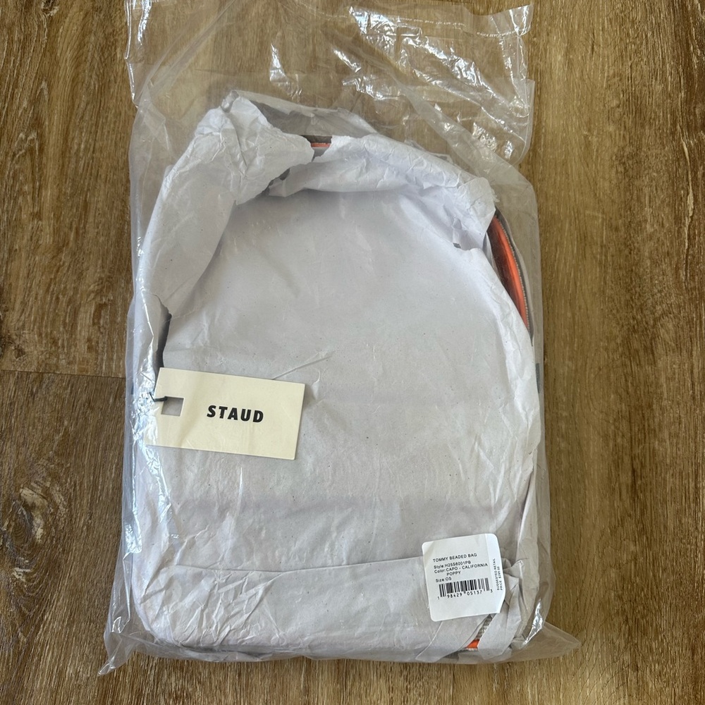 STAUD Orange and Cream Seed Shop Floral Beaded Shoulder Bag - Picture 5 of 7